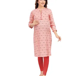 mama & bebe Printed Knee Length Maternity Kurta With Zip-picture-25