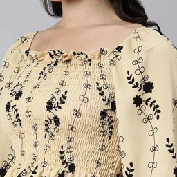 SHOWOFFFF Floral Print Puff Sleeve Crepe Peplum Crop Top image 4