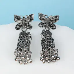 Fashion Frill Silver-Plated Animal Shaped Oxidised Jhumkas-picture-11