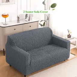 HOKIPO Grey 280 GSM 2 Seater Anti Slip Sofa Cover With Arms-picture-37