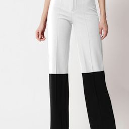 Kotty Women Colourblocked Relaxed Straight Leg Straight Fit High-Rise Easy Wash Trousers-picture-34