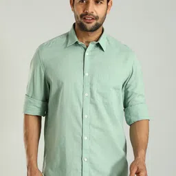 Indian Terrain Classic Spread Collar Long Sleeves Slim Fit Casual Formal Shirt-image-87