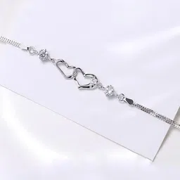Jewels Galaxy Women Brass Crystals Silver-Plated Wraparound Bracelet image 2