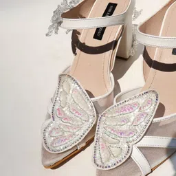 shradha hedau footwear couture Shradha Hedau Footwear Women Embellished Pointed Toe Party Block Mules Heels image 2