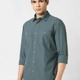 VAN HEUSEN DENIM LABS Men Spread Collar Slim Fit Casual Shirt image 2
