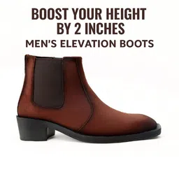 Bxxy Men Round Toe Elevator Block Heel Slip-on Regular Boots image 2