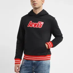 levi's Men's Brand Logo Black Hooded Sweatshirt image 1