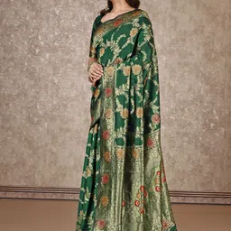 F FASHION Floral Woven Design Zari Pure Silk Banarasi Saree image 2