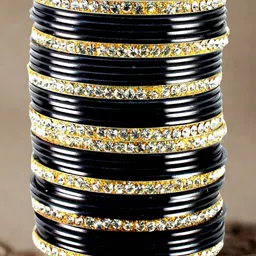 Vidhya Kangan Set Of 32 Gold-Plated Stone-Studded Bangles image 3