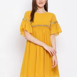 OTIRA Women Round Neck Bell Sleeves Fit & Flare Dress-picture-38