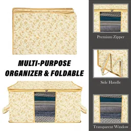 Kuber Industries Cream-Coloured 6 Pieces Floral Printed Drawer Organiser image 4