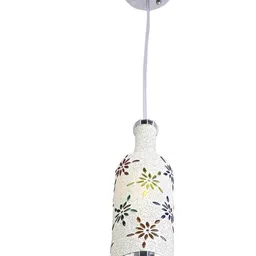 1ST TIME White & Yellow Textured Cylinder Shaped Ceiling Lamp image 3
