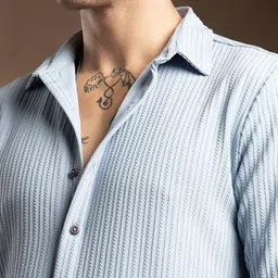 Campus Sutra Comfort Rope-Striped Tactile Self Design Regular Fit Casual Shirt image 5