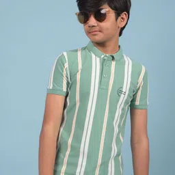 Crimsoune Club Boys Striped Polo Collar Slim Fit T-shirt-image-5