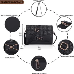 ALSU Women Textured Baguette Sling Bag image 5