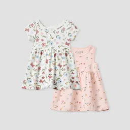 Juniors by Babyshop Infant Girls Pack Of 2 Floral Printed Cotton A-Line Dresses-picture-21