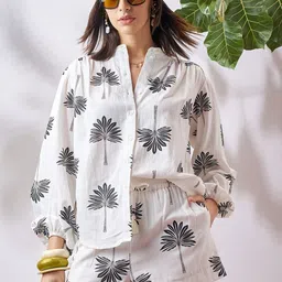 Vara By Vishudh Printed Mandarin Collar Shirt & Shorts-picture-25