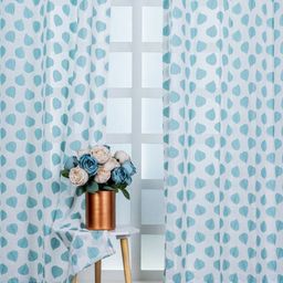 Parda Online White & Turquoise Blue 2 Pieces Self Design Sheer Window Curtain-picture-8