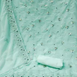 Peachmode Blue Embroidered Unstitched Dress Material image 2