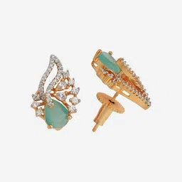 Kushal's Fashion Jewellery Mint Rhodium Gold-Plated Party Zircon Pendant Set image 3