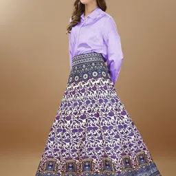 SAPTRANGI Kalamkari Digital Printed Flared Maxi Skirt image 5