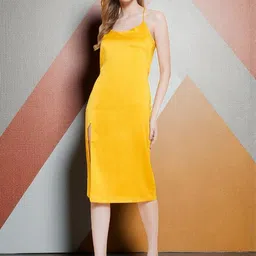 KATLINE Women Satin Sheath Midi Dress-image-67