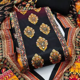 LeeliPeeri Designer Geometric Printed Beads & Stones Unstitched Dress Material image 2