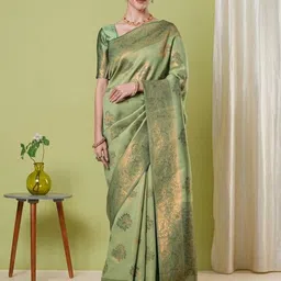 HERE&NOW Woven Design Zari Silk Blend Banarasi Saree-picture-15