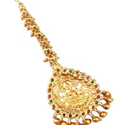 StileAdda Gold-Plated Stones Studded Temple Maang Tikka image 3