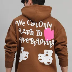 GRIFFEL Men Typography Printed Hooded Pullover Sweatshirt-picture-28