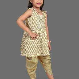 JOVK DESIGN Girls Ethnic Motifs Printed Regular Gotta Patti Kurta with Dhoti Pants image 4