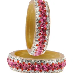 Vidhya Kangan Gold-Plated & Cream Brass Artificial Stones Bangle image 2