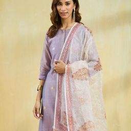 Fabindia Floral Printed Block Print Technique Cotton Silk Dupatta-picture-21