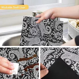 Kuber Industries Grey 3 Pieces Printed Water Resistant Shelf Liner Organisers image 3