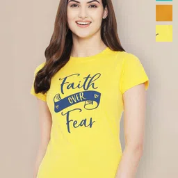 Metronaut Women Typography 3 Printed Applique T-shirt image 1