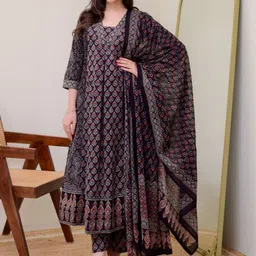 Anni Designer Ethnic Motifs Printed A-Line Kurta With Palazzos & Dupatta image 2
