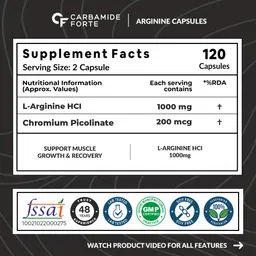 carbamide forte L-Arginine Capsules 1000mg Per Serving | pre workout supplement image 2
