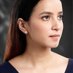 Peora Rose Gold-Plated Cubic Zirconia Studded Contemporary Studs image 5