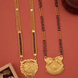 Bhanu diam Gold-Plated & Black Brass Mangalsutra-picture-26