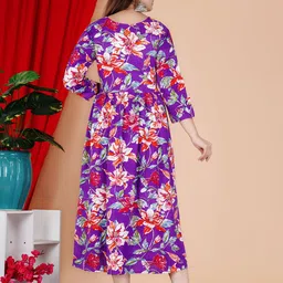 GUDWEARS Women Floral Print Fit and Flare Dress image 3