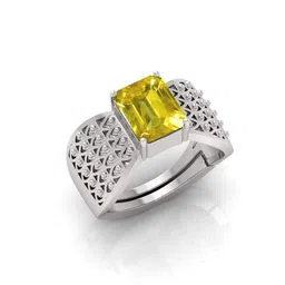 RRVGEM 10.25 Ratti Silver Yellow Sapphire Adjustable Finger Ring image 3