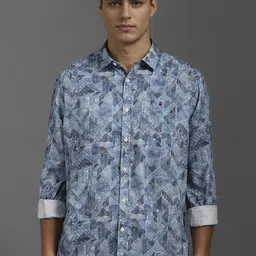 Louis Philippe Jeans Men Spread Collar Geometric Printed Cotton Slim Fit Casual Shirt-picture-23
