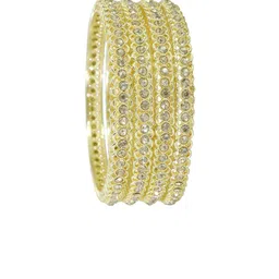 zulka Set of 4 Gold Plated Metal BanglesStudded American Diamond Stone image 3