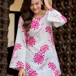 KALINI Floral Print Bell Sleeve Cotton Top-picture-11