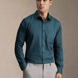 Louis Philippe Slim Fit Floral Printed Spread Collar Pure Cotton Slim Fit Shirt-image-46