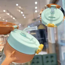 fishy Eco-friendly Baby Water Bottle For Kids With Soft Silicone Straw & Strap-300ml image 4