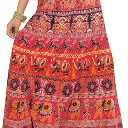 Exotic India Printed Pure Cotton A-line Maxi Skirt image 2
