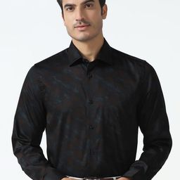 Blackberrys Men India Slim Fit Textured Spread Collar Pure Cotton Formal Shirt-picture-29