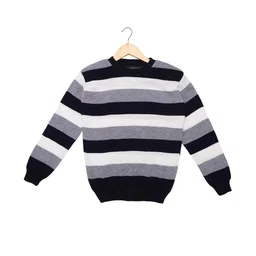 Litton Unisex Kids black Striped Woollen Sweater Vest-picture-38