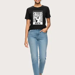 Freaks Women Bio Finish Graphic Printed Round Neck Pure Cotton T-shirt image 4